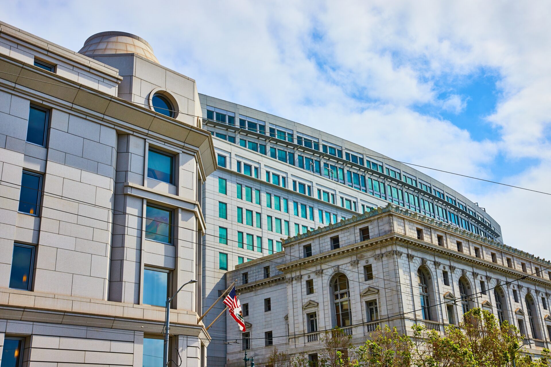 Supreme,Court,Of,California,And,Other,State,Buildings,With,Flags